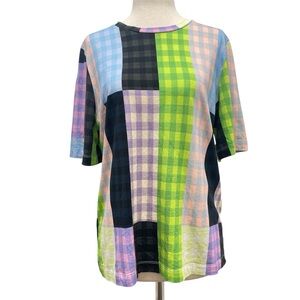 Stine Goya Leonie Purple Check T-Shirt Size Small